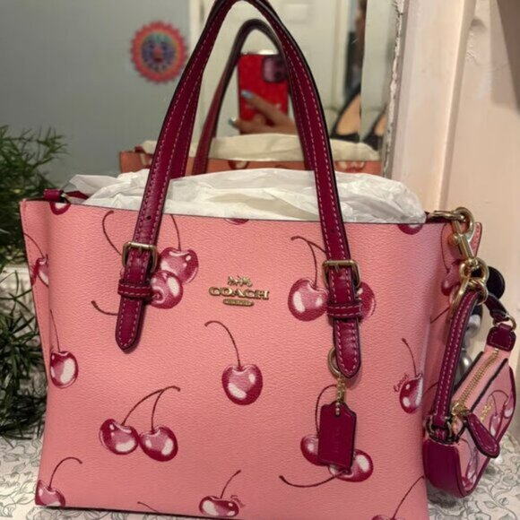 Coach Mollie Tote Bag: Floral & Cherry - Pink/Violet 25 - Picture 5 of 5